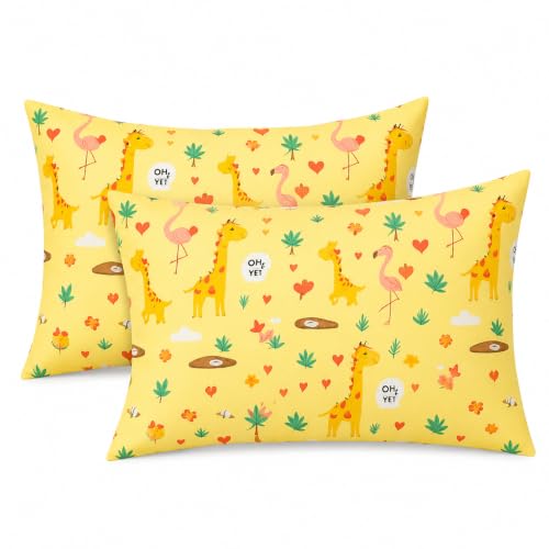 Image of Microfiber Pillow Cover 17x27 Inch (Pack of 2) | Soft & Durable | Ideal for Bed & Sofa Happy Safari