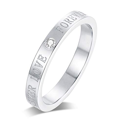VANOVEI Fashion Classic Women Promise Rings 18K Gold Plated Personalized Titanium Steel Girl Ring Best Gifts Couples Valentine's Day (White Gold, 10)