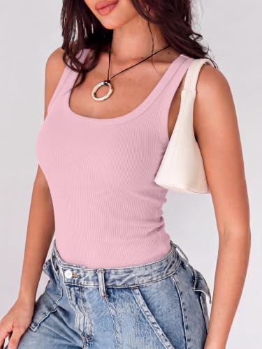 Image of ANRABESS Womens Square Neck Ribbed Tank Tops 2026 Summer Sleeveless Shirts
