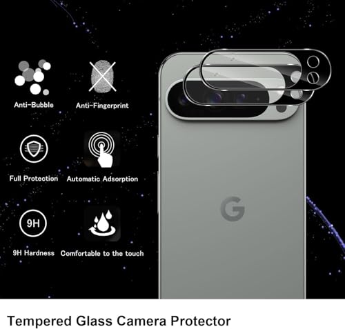 Image of HPTech Camera Lens Protector for Google Pixel 9 Pro | 9H Tempered Glass | Ultra HD Clarity | Anti-Scratch Lens Guard | Anti-Fingerprint | Easy Installation | Pack of 1