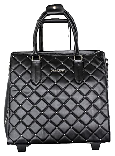 Aktentasche Damen Trolley Laptoptrolley Karo Schwarz Leicht Bowatex