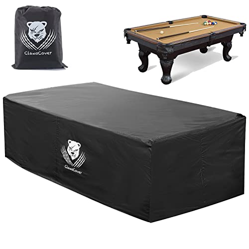 ClawsCover 9FT Billiard Pool Table Cover,Waterproof Indoor Outdoor All Season Sun Rain Snow Dust Protection 420D Polyester Cloth Snooker Patio Furniture Table Covers,113L x 62W x32H in