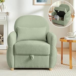 33.5″ Accent Chair with Seat Storage Modern Reading Chair Accent Chairs for Living Room Armchair Bedroom,Apartment (Light Green, 33.5″)