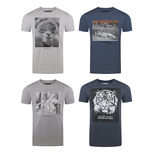 T-shirts homme col rond manches courtes en coton riverso RIVFritz grande taille bleu gris vert