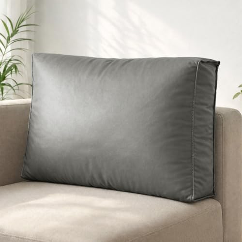 GYCS Coussins De Luxe en Faux Cuir Imperméable: Support Lombaire pour Canapé & Lit De Lecture,Taille Rectangulaire, Housse Amovible,Parfait pour...