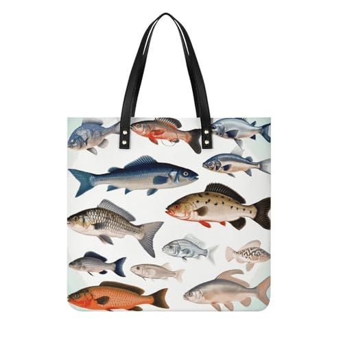 Different Fish Large Leather Handbags Women Fashion Handbag Multifunctional Travel Bag It Is A Great Gift for Mothers, Teachers, Friends, Bridesmaids