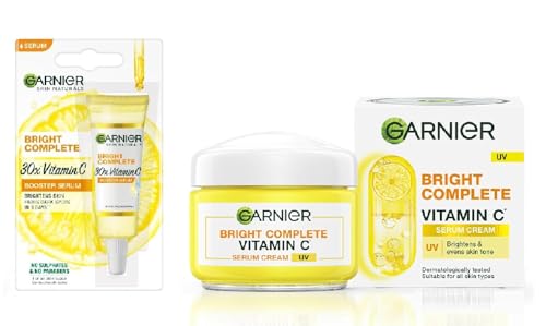 Image of Garnier Bright Complete Vitamin C Skin Brightning Face Serum 7ml + Vitamin C UV Serum Cream 23g (2 ITEM IN SET)