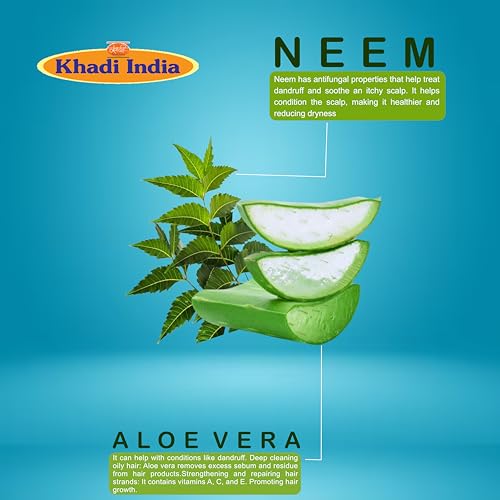 Image of Khadi 100% Natural Neem & Aloe Vera Hair Cleanser - 100% Herbal Shampoo for Dandruff Control & Scalp Purification - Gentle, Sulfate-Free, Paraben-Free - 200ml