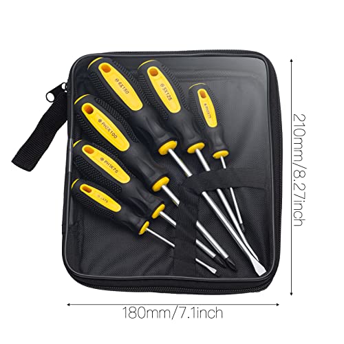 Image of HPMAISON 6pcs Screwdriver Set - Durable Chrome Vanadium Steel with Magnetic Tips - Includes 3 Flat-Head (3x75mm /5x125mm /6x150mm) and 3 Phillips-Head (PH0x75mm /PH1x75mm /PH2x100mm)