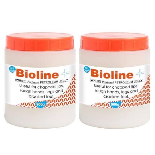 Image of Bioline White Perfumed Petroleum Jelly | Deep Moisture & Skin Protection | Heals Dry Skin, Chapped Lips, Cracked Heels & Minor Cuts | Daily Use for All Skin Types- 900g (Pack of 2)