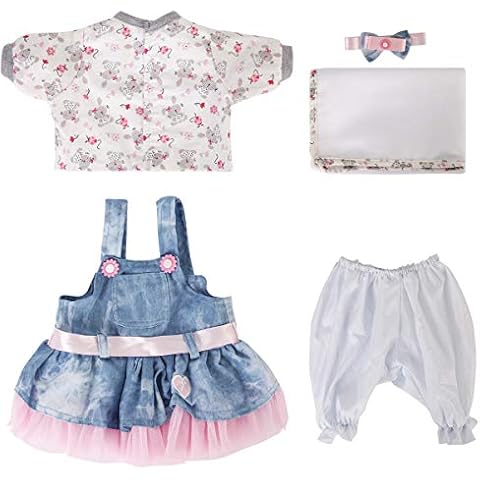Reborn Baby Doll Clothes Outfit for 16 Inch Reborns Newborn Babies Matching Clothing Headband Cowboy Tutu Dress Five-Piece Set Cover