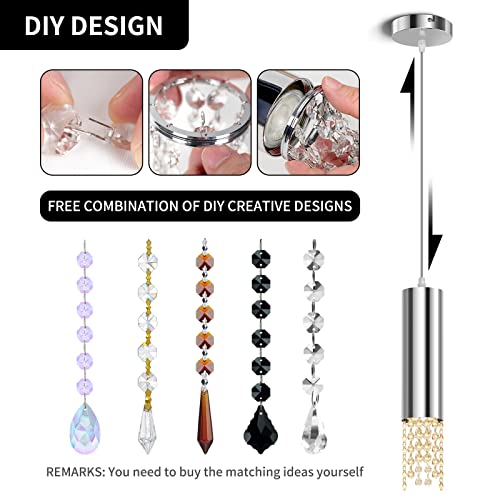 Okeli Crystal Pendant Light Gu10 Based Led Pendant Light Fixtures Adjustable Silver Finished Modern Pendant Light For Bedroom, Kitchen Island, Dining Room, 3 Pack #TOP2
