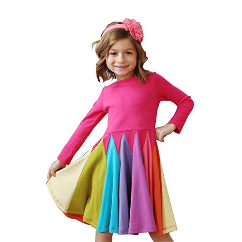 Vestido de manga larga de entretiempo para niña ropa casual de punto para edades de 2 a 7 años