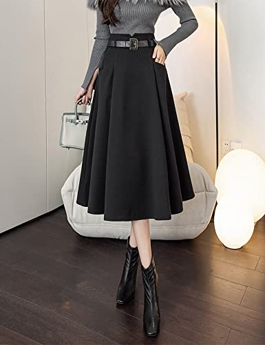 Women's High-Waisted Wool A-Line Midi Skirt - Image 3