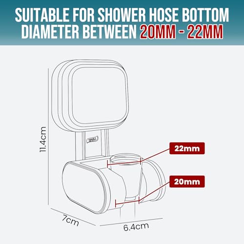 Image of TAILI Shower Head Holder Suction, Handheld Shower Head Bracket, Height Angle Adjustable Wall Mounted, Bathroom Showerhead Holder Removable No Drilling Waterproof, Square Suction Cup, White