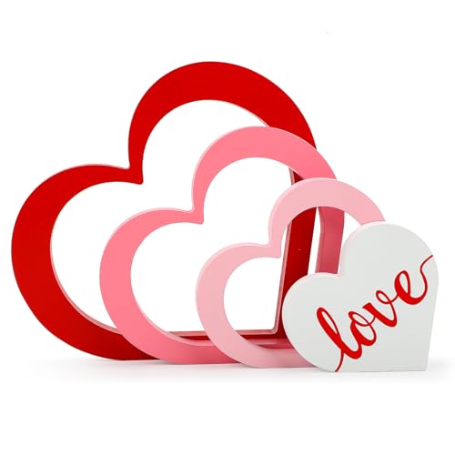 COCHIE Wooden Hearts Valentine's Day Decorations...