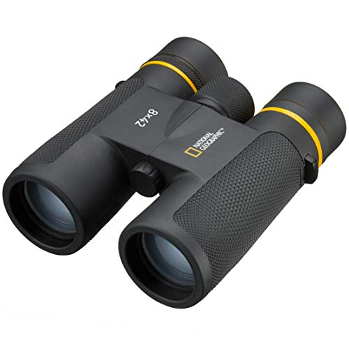 National Geographic Verrekijker 8x42 dakkant met meerlaagse coating, statiefschroefdraad en Twist-Up oogschelpen inclusief draagriem en transporttas, zwart, 9076300