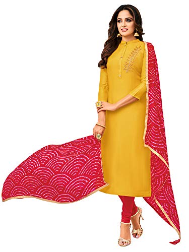 Image of AKHILAM Women's Cotton Blend Embroidered Unstitched Salwar Suit Material(30DMK60 Parent)