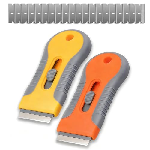 Razor Blade Scraper 2 Pack with 20 Replacement Blades, Retractable