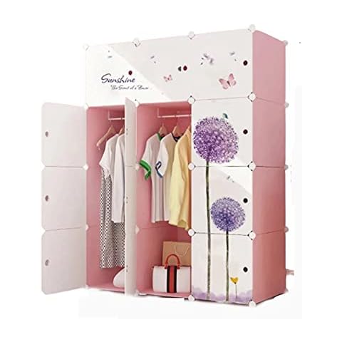 Portable Assembly Wardrobe Modular Storage Cabinet Storage Cabinet Plastic Folding Space Saving Wardrobe 110 * 48 * 146CM (Color : Purple) Cover