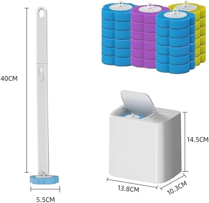 Einweg-Toilettenbürsten-Set, 24 Nachfüllungen, hygienische WC-Bürste mit Halter & Ersatzköpfen, ideal für die Reinigung von Waschbecken & Badewanne (Grau)