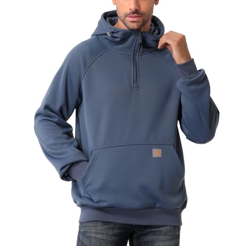 Men's Fashion Hoodie Fleece Warm Sweatshirt | Fleece-Lined Thickened Quarter-Zip Design Pullover Versatile3
