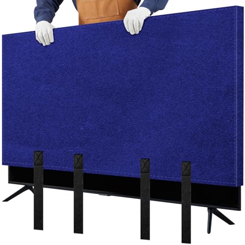 TV Cover for Moving, Fits to 60"- 65" Flat Screen TV Moving Cover, Dustproof Felt TV Screen Covers, Anti-Scratch TV Bags for Moving with Bottom Strap for House Moving, Home Renovation (S)