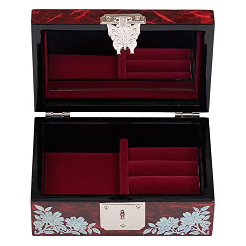 Maddesign Mother Of Pearl Jewelry Box Ring Earring Organizer Hand Made Sea Shell Peacock Red #TOP2