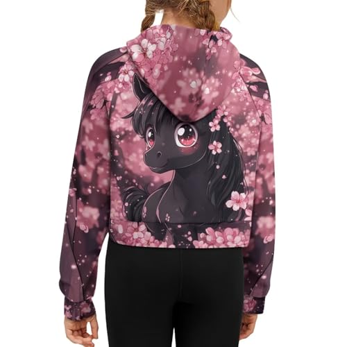 Upetstory Half Zip Cropped Hoodies with Pocket for Girls Kids Size 5-144