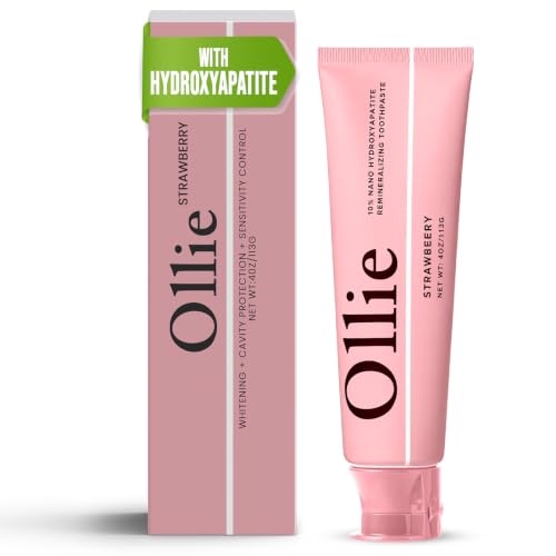 Ollie10% Nano-Hydroxyapatite Remineralizing Strawberry Toothpaste for Sensitive Teeth & Whitening, 4oz (Pack of 1)