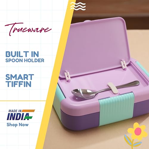 Image of Trueware Galaxy 2 304 Stainless Steel PU Insulated Lunch Box with Two Compartment BPA Free, Food Grade Ideal for School, Picnic, Office & Outdoor - 530ml