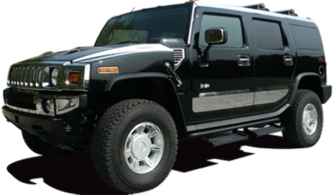 QAA is Compatible with 2003-2009 Hummer H2 3 Piece Stainless Rear Bumper Trim, Includes Cut Out for Hummer Logo HV43012