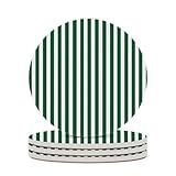 Untersetzer mit vertikalen Streifen, Weiß und Waldgrün, 4 Stück