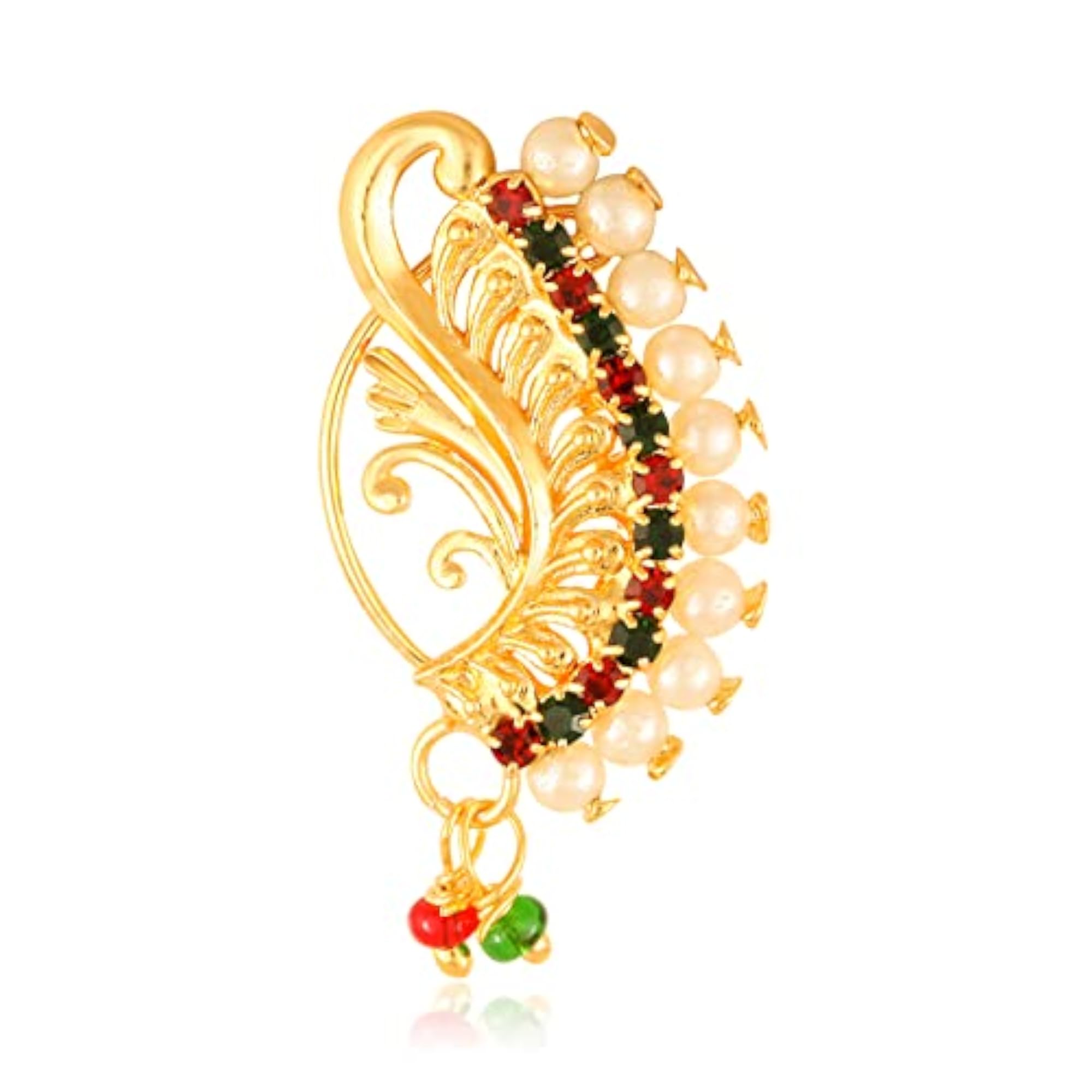 Women's Pearl Studded Multicoloured Nath Nosepin