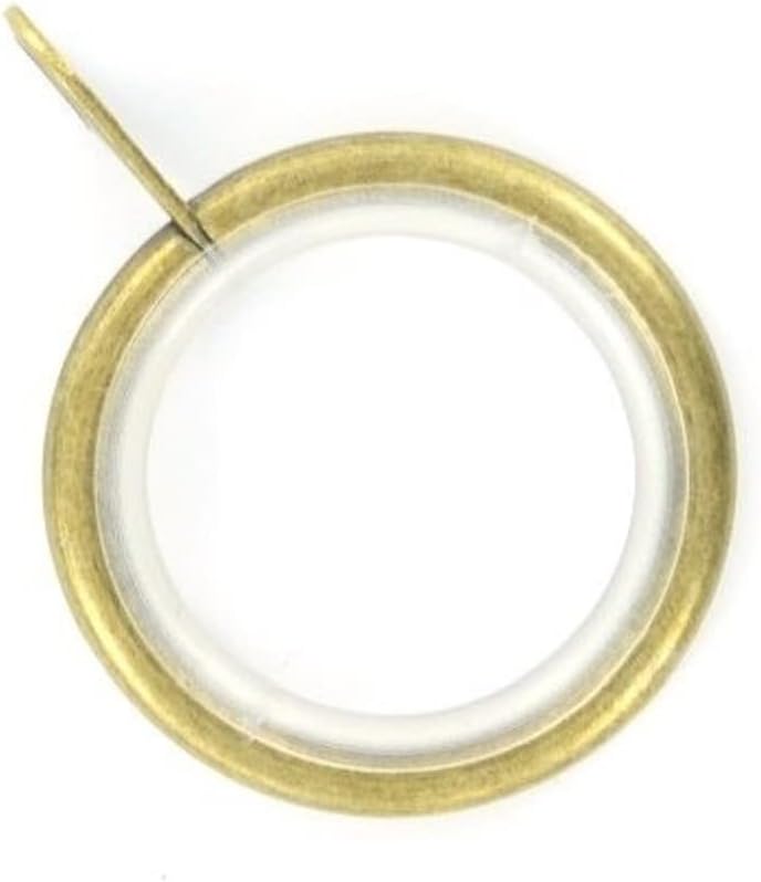 Bulk Hardware BH03203 Silent Running Metal Curtain Drapery Pole Rod Rings with Fixed Eye, Inner Diameter 32mm (1.1/4 inch) Outer Diameter 42mm (1.5/8 inch) - Antique Brass, Pack of 8