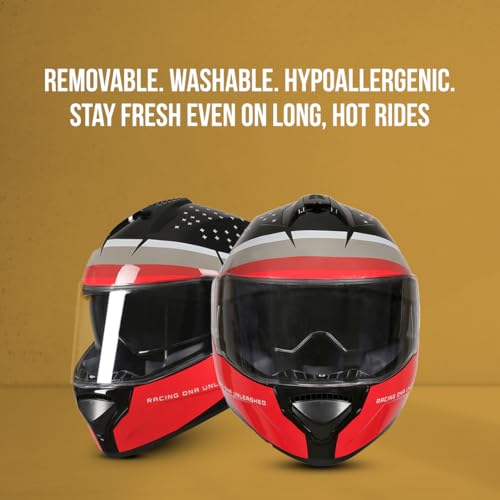 Image of TVS Racing Phantom Series Full Face Dual Visor Helmet for Men | Premium Bike Helmets with ABS Shell, UV Paint | Quick Release System | Aerodynamic Design | DOT & ISI Certified