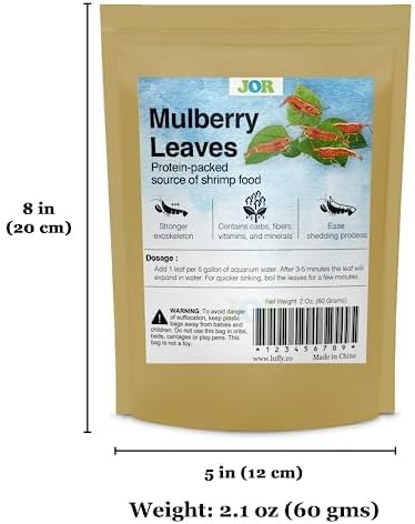 Miniatura 4 de JOR Hojas secas de morera de camarón, 2 oz. Hoja de acondicionador de agua como fuente de alimento natural, promueve el crecimiento de biopelículas