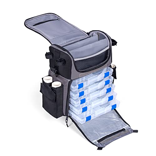 \'Recon\' Rolling Fishing Backpack, Tackle Box Storage Bag - Non-Corrosive Fishing Tackle Bag with (5X) 3650 Boxes - Fisherman Gifts for Men, Bags, Backpacks and Box Organizer