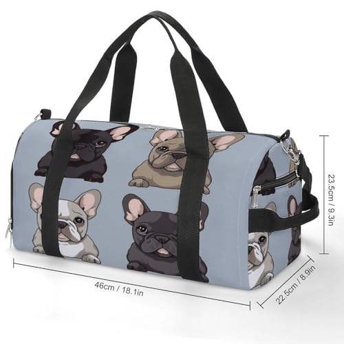French Bulldog Gym Bag Travel Duffel Bags for Men Women Large Weekender Bags Carry On Overnight Duffle Bag with Shoe Compartment for Workout2