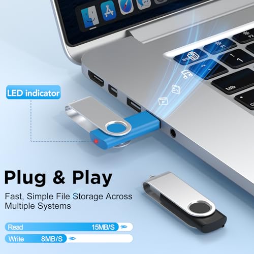 Uflatek USB Stick 16GB 10er Pack – Bunte USB 2.0 Speichersticks Memory Stick, Drehbares Metall-Design, Ideal für Büro, Schule, Datensicherung & Werbegeschenke