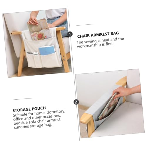 Bolsa de almacenamiento colgante de lino con multi-bolsillos para el reposabrazos del sofá 8