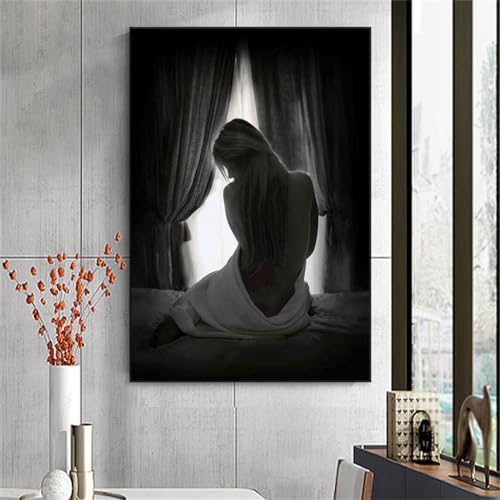 Cadre salle de bain étanche peinture sur toile sexy chic noir et blanc