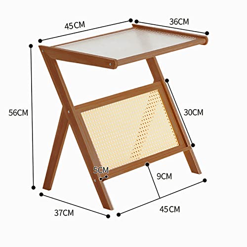 End Table, Z Shaped Side Table With Storage Tv Tray For Sofa Couch Bed Office Laptop Tea Bamboo Side Table Removable Glass Rattan Nightstand For Living Room Bedroom Small Space Apartment (Coffee) #TOP2