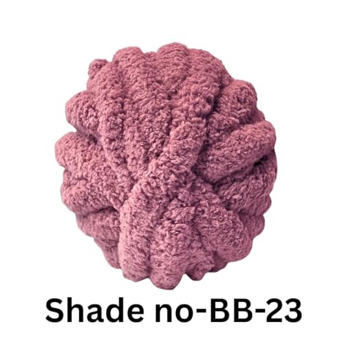 Image of VCR Old Mauve Yarn, 200 Grams Big Chunky Hank, 22 Meters Length, Suitable for Knitting Blankets and Pillows, 100% Polyester Yarn Ball for Crochet DIY, Soft Threads, Pack of 1