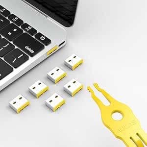 USB Port Blocker AUCAS - Pack of 10 Yellow with Key, Dust and Moisture ...