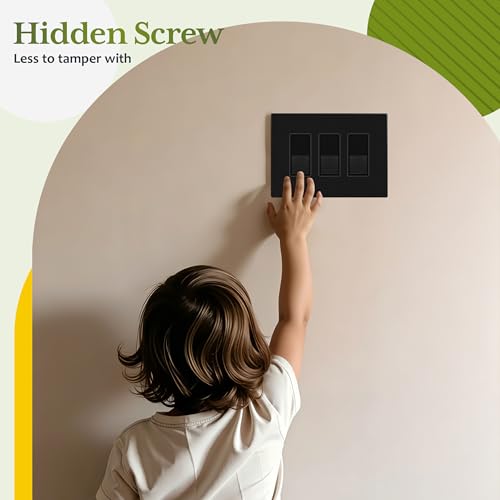 TG 3-Gang Matte BLack Mid-Size Screwless Decorator Wall Plate, 2 Pack by TG - Used condition - Image 3