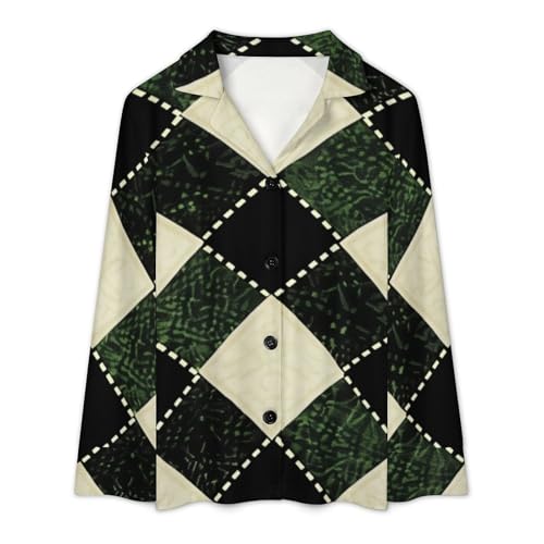 Pjs mi saison d'intérieur grande taille vert boutonné | Pyjama 2 pièces - 4