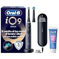 Oral-B iO 9 Spazzolino Elettrico, 2 Testine di Ricambio, Custodia, Nero