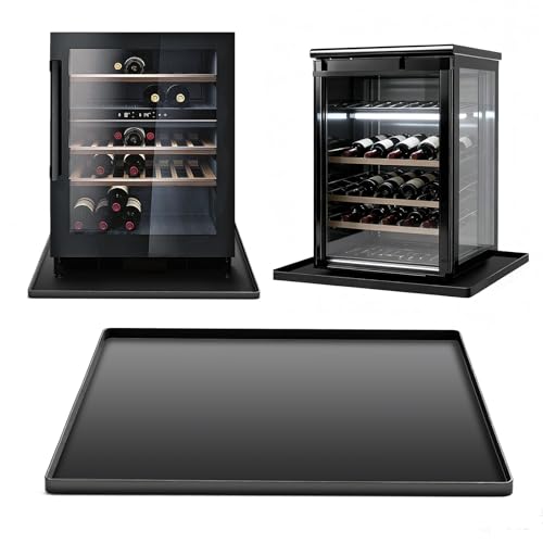 Image of Mini Fridge Silicone Mat 23.6"x23.6"x0.4", Silicone Mat for Mini Fridge Non-Slip Drip Pan, Appliance Protector for Refrigerators, Washers, Dryers, Fridge Mats (Black)