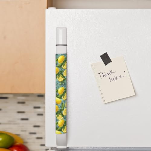 Image of Pardick Refrigerator Door Handle Covers Set of 2, Lemon Flowers Fridge Handle Covers Appliance Handle Covers Protector for Microwave Oven Stove Dishwasher, Keep Your Kitchen Appliance Clean